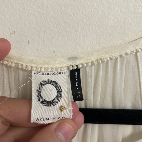 anthropologie Akemi + kin white embroidery boho ruffle sleeves sheer top size xs - Picture 5 of 7